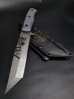 Бойовий ніж &laquo;Tanto&raquo; | Гравіювання Череп-тигр та Ratione et Vi TASGRM-22052024 фото