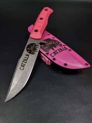 EDC Knife "Eney" Pink CatZilla | Anime and Cat Engraving