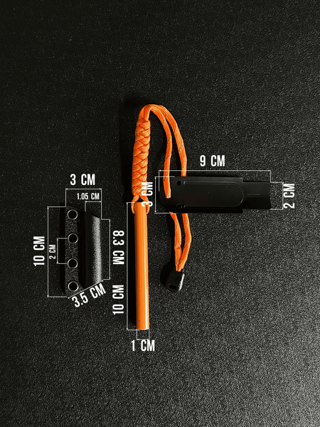 Fire starter (orange) with scraper