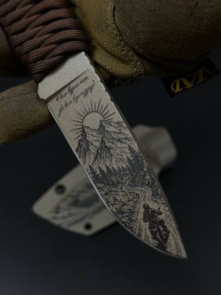 EDC Ніж скелетник &laquo;Корольов&raquo; Коричневий | &laquo;Moto-Travel&raquo; Гравіювання Гори та Мотоцикліст KOTBRU-17082026 фото