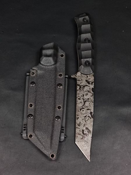 Tactical Knife &laquo;Tanto&raquo; | Black Micarta | Anime Engraving
