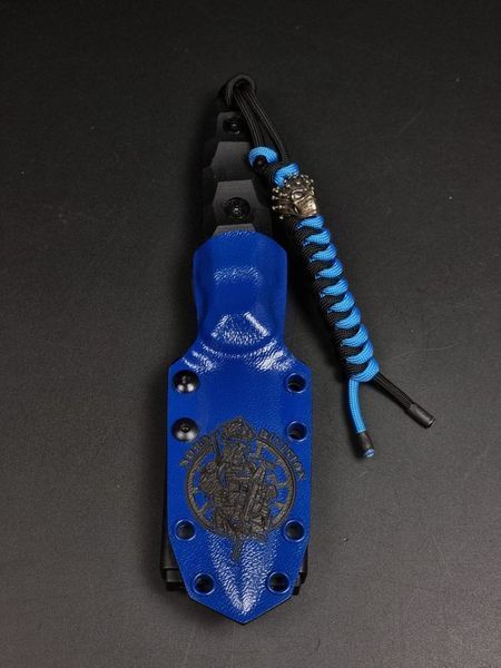 Fighting Knife "Sirko" Black with Nord Division Engraving and Blue Sheath