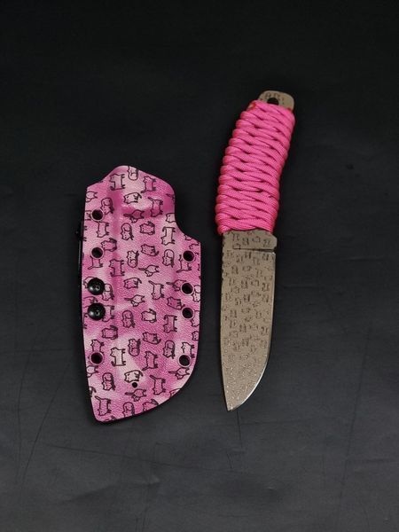 EDC Knife "Korolov" | Pink Paracord and "Capybara" Engraving