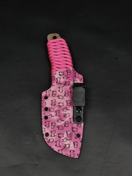 EDC Knife "Korolov" | Pink Paracord and "Capybara" Engraving