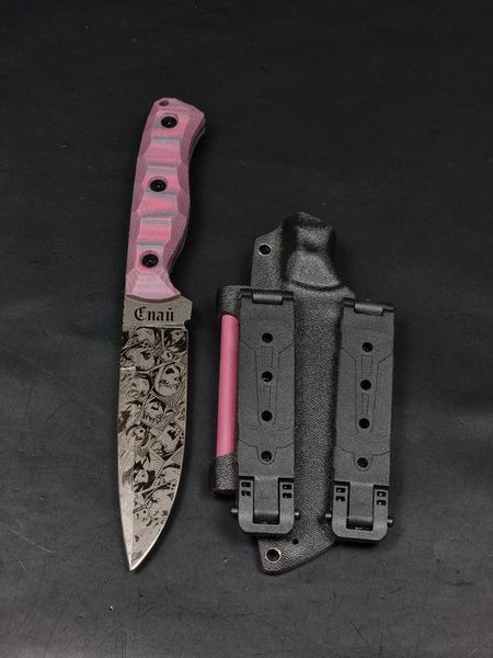 EDC Knife "Schedrik" | Pink Micarta, Anime Engraving
