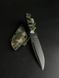 Shchedryk polymer black - a widely versatile tactical knife with an double-edged blade (Black-green handle, camouflage sheath)