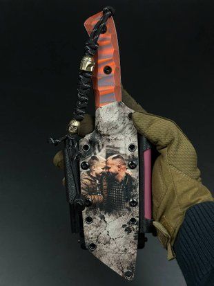 Tactical Knife &laquo;Tanto&raquo; | Orange (Custom Engraving and Color Print)