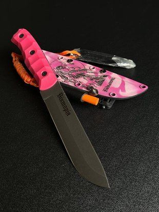 "Veles" - Your faithful companion in your travels (etching, pink handle, colored scabbard)