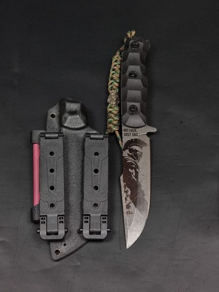 Бойовий ніж &laquo;Еней&raquo; | &laquo;Spartan&raquo; Чорна мікарта, гравіювання Воїн та One Shot One Kill AESBLM-22052024 фото