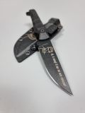 Stus - hunting knife with engraving, handmade - black handle