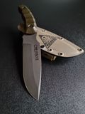 "Tiger Hunter" - buy a hunting knife for hardy hunters and lovers of wild adventures (etching, olive handle, tan scabbard)