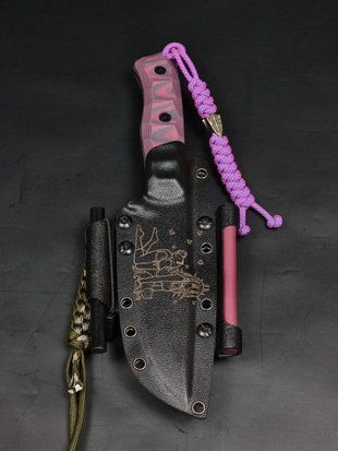 Survival Knife "Aeneas" Pink-Black Anime Engraving