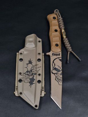Tactical Knife "Tanto" | "Koschei" Coyote, Skull Engraving