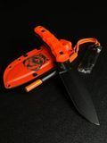 "Tiger Hunter" - buy a hunting knife for true connoisseurs of wildlife and endurance hunting (black polymer, orange handle, colored scabbard)