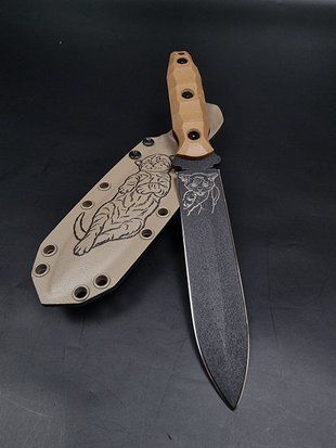 Combat Knife "Vakulich" | "Cat" Kitty Engraving (Coyote Handle)
