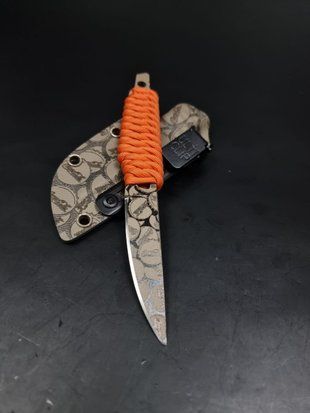 EDC Knife "Sikorsky" | Orange Paracord & Coca-Cola Engraving