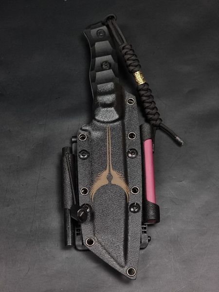 Survival Knife "Tanto" | "Bee Zone" Black Micarta, Hornet Engraving