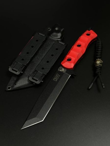 Tactical Knife "Tanto" | Red G10 Black Polymer Eagle Engraving