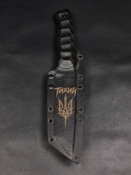 Tactical Knife "Tanto" | "Tykhyi" Black Micarta, Trident Engraving