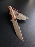 "Aeneas: Adventure Hunting Knives" (tan polymer, orange handle, tan scabbard)