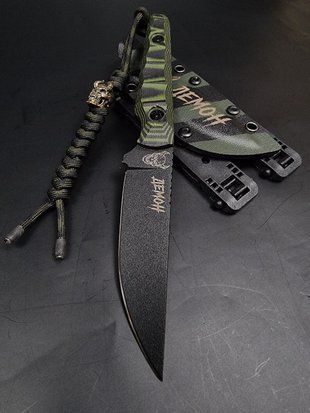 Tactical Knife "Stus" | "Demon" Horned Skull Engraving and Inscription