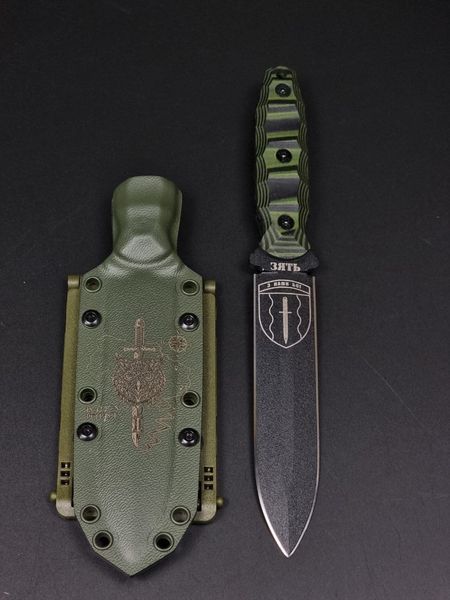 Combat Knife "Vakulich" | Black-Green Micarta, Owl Engraving and "Zyat" Inscription