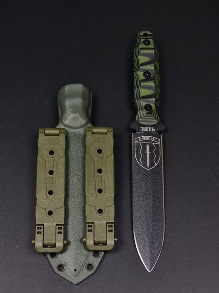 Combat Knife "Vakulich" | Black-Green Micarta, Owl Engraving and "Zyat" Inscription