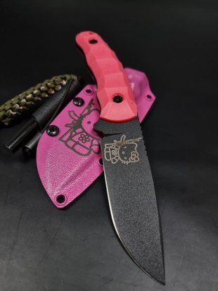 Tactical Knife Yarchuk Custom "Tactical Kitty" - Pink, Black Polymer, Fire Starter