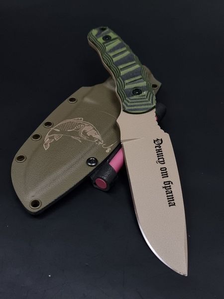 Ніж для виживання &laquo;Тигролов&raquo; | Tan & Green Camo Гравіювання &laquo;Рибалка&raquo; TUTGTN-08082024 фото