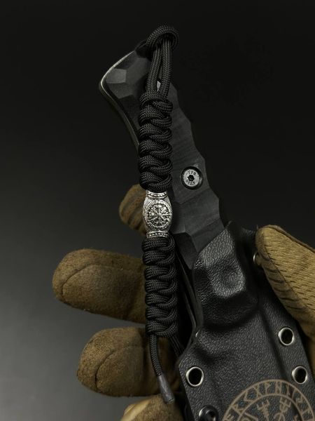 Tactical Tanto Knife | Black Micarta, Vegvisir Engraving