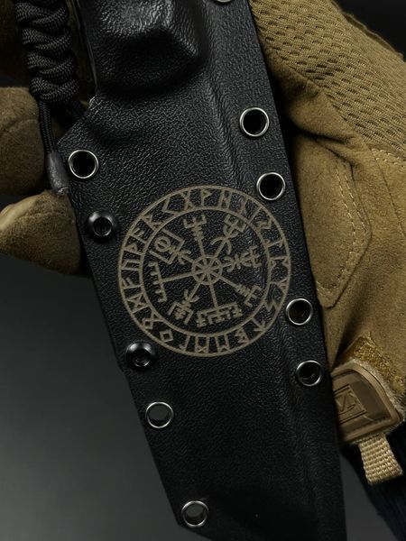 Tactical Tanto Knife | Black Micarta, Vegvisir Engraving