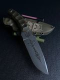 "Tiger Hunter" - buy a hunting knife for real hunters (etching, olive handle, colored scabbard)