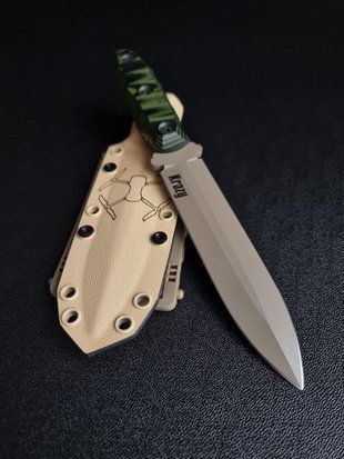 "Vakulich" &ndash; Reliability and style on every trip (tan polymer, black-green handle, colored scabbard)