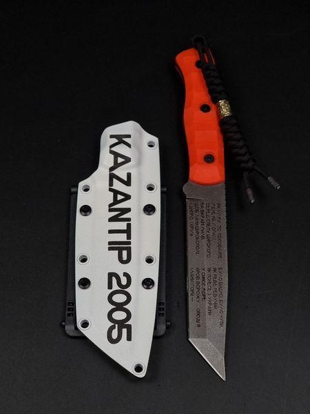 Tactical Knife "Tanto" | Orange Micarta (Engraving KAZANTIP 2005)