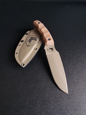 Tiger hunter polymer tan - multi-purpose, compact knife (Tan handle, colored scabbard)