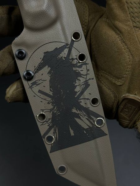 Combat Knife "Tanto" | Black Micarta, Samurai Engraving