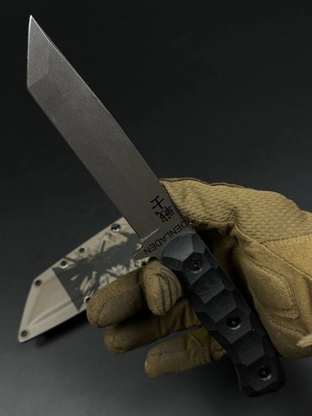 Combat Knife "Tanto" | Black Micarta, Samurai Engraving