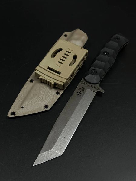 Combat Knife "Tanto" | Black Micarta, Samurai Engraving