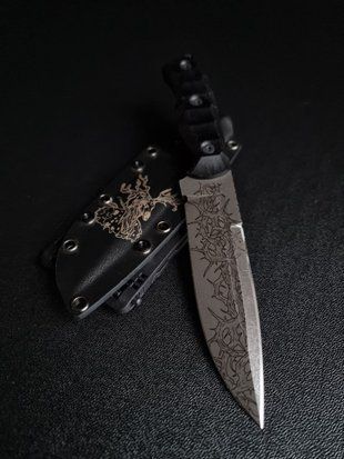 &laquo;Щедрик: Армійський Ніж для Військових Завдань&raquo; (травлення, руків'я чорний, піхви чорний) Schedrik-etc-bl-han-bl-sc фото