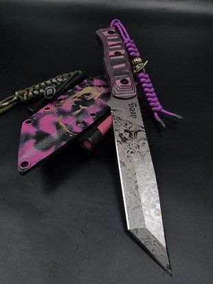 Tactical Knife "Tanto" | Anime Engraving (Purple)