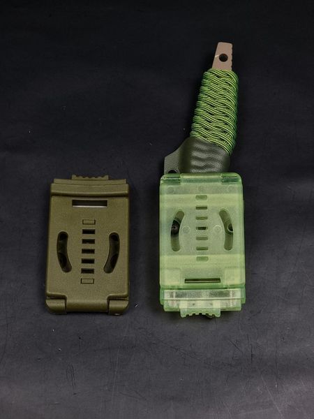Tactical Knife "Paton" | Coyote, Green Paracord, Skull in Beret Engraving