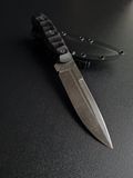 Shchedryk etching - a widely versatile knife with an double-edged blade (Black handle, black scabbard)
