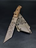 Combat Knife "Tanto" | Sand, "Scandinavian Runes" Engraving