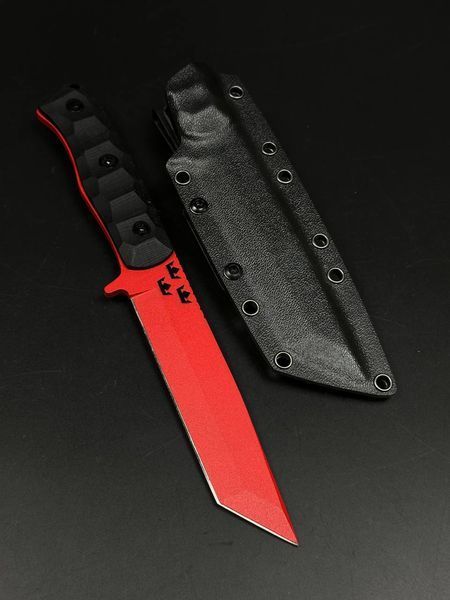 Tactical Knife "Tanto" Red Edition | Black Micarta Trident Engraving