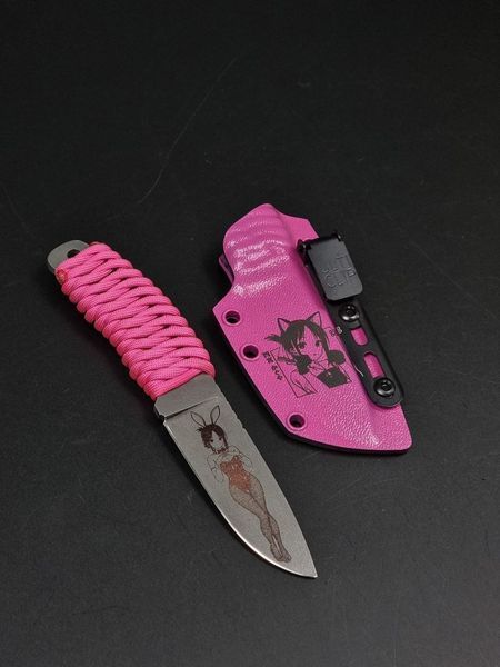 EDC Knife "Korolov" | "Anime Edition" Pink Paracord and Anime Engraving