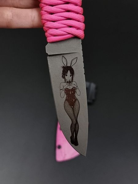 EDC Knife "Korolov" | "Anime Edition" Pink Paracord and Anime Engraving