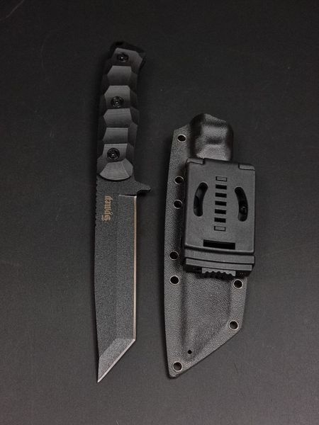 Tactical Knife "Tanto" | Black Micarta Engraving Soldier and BMW