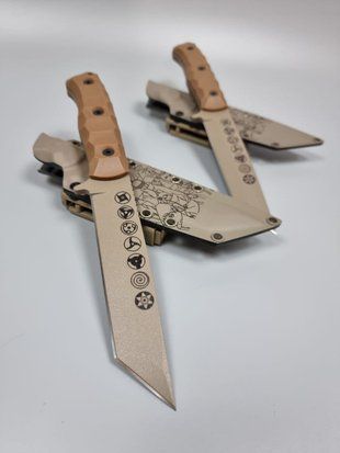 Tanto Handmade Hunting Knife with Cappuccino Micarta