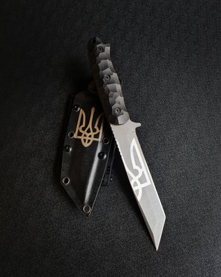 "Tanto" army knife, multi-purpose (etching, black scabbard, black handle)