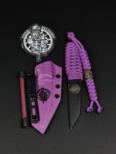 EDC Knife "Paton" | Pink Paracord, Nord Division Engraving